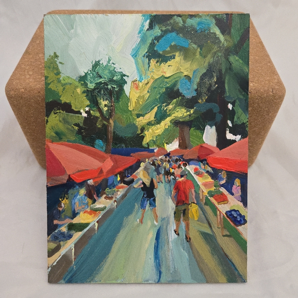 Morning Market Original Oil Painting Pula Croatia 6x8"